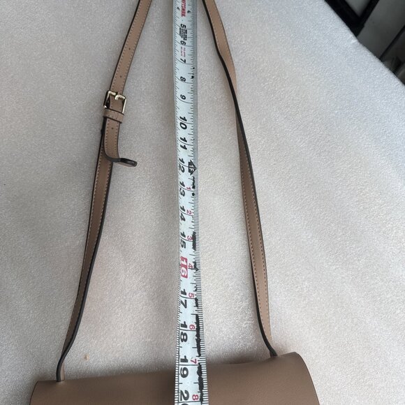 Expressions NYC Beige Faux Leather Crossbody Bag Adjustable Strap Gold-Tone - Picture 14 of 14